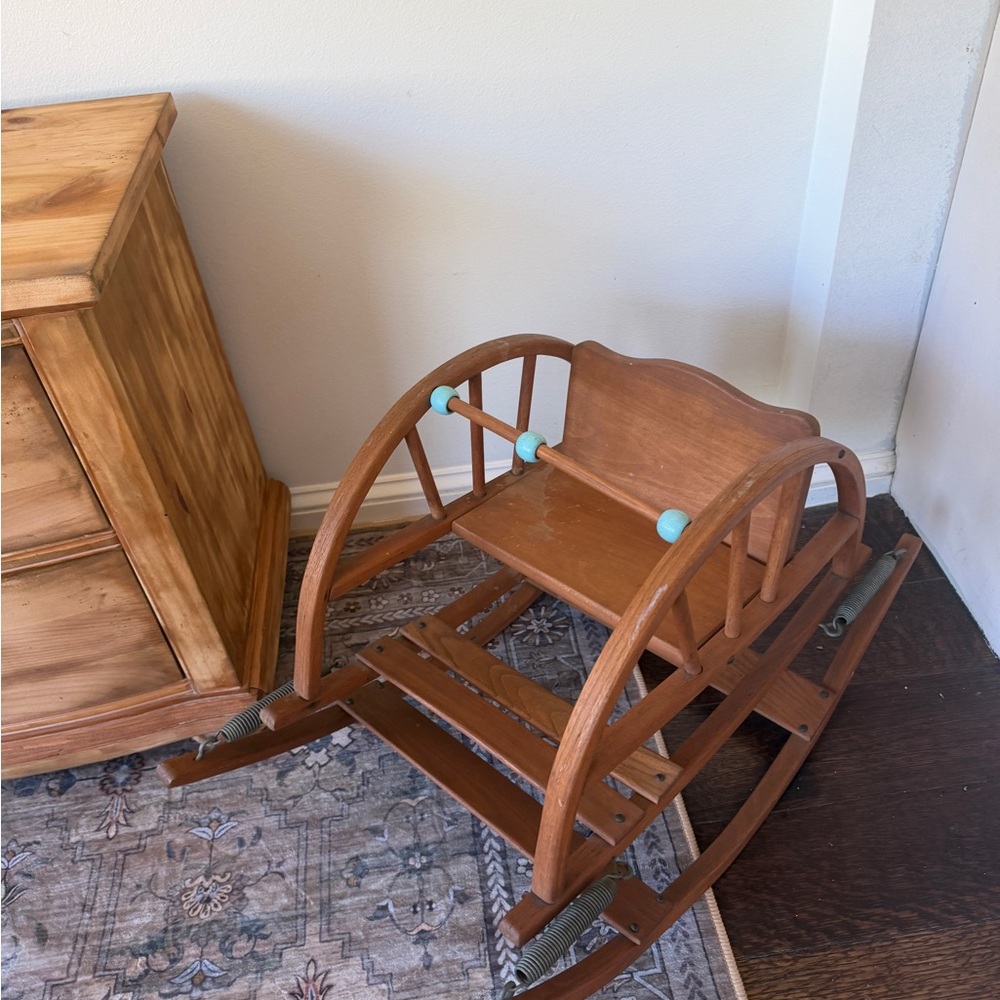 Vintage Wooden Teeter Totter Rocker in Brown and Blue - Picture 11 of 11